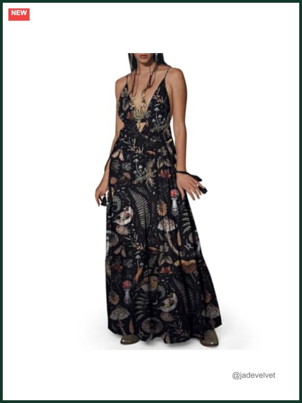 Womens 100% Cotton Maxi Dress Mystical Gothic Floral Witch Summer Sundress